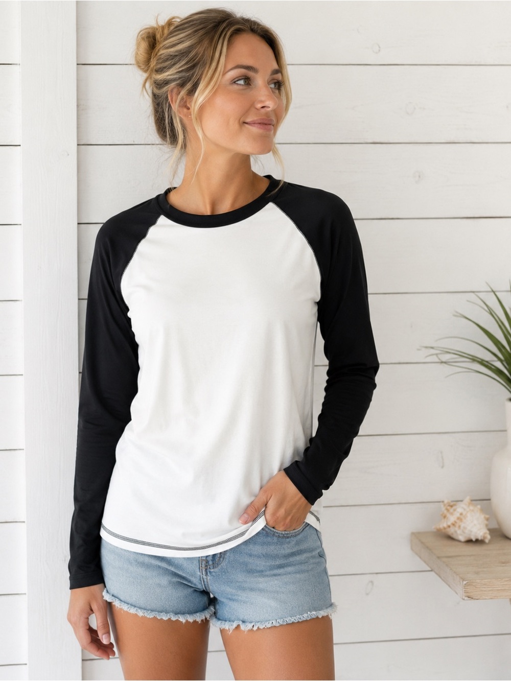 Old Navy Black & White Raglan Swim Coverup